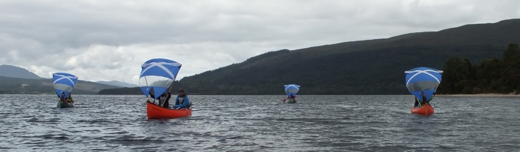 Canoe sailing on Loch Ness